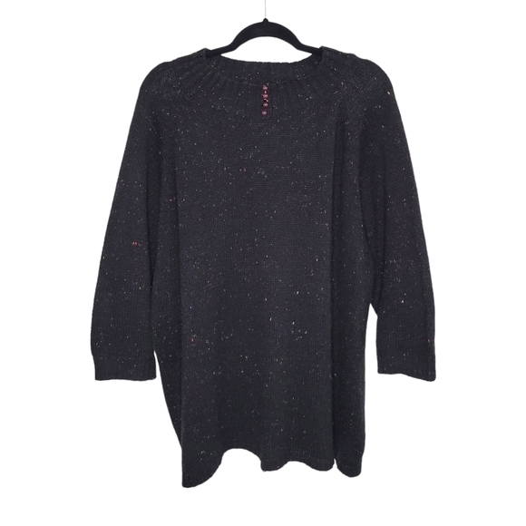 Vtg Venezia Black Confetti High Neck Knit Pullover Oversized Sweater- One Size - Picture 2 of 7